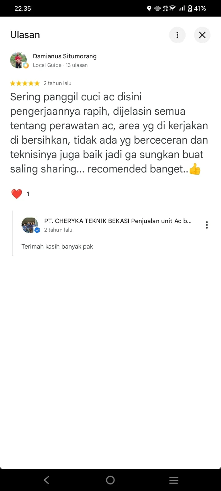 Testimoni WhatsApp PT Cheryka Teknik